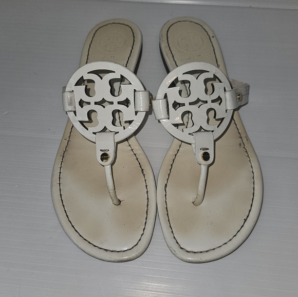 Tory Burch Miller Sandals | Size 8 | Ivory Patent Leather - Picture 1 of 8